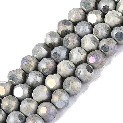 Ombre Effect Dyed Electroplate Opaque Glass Beads Strands EGLA-Q130-01A-02-1