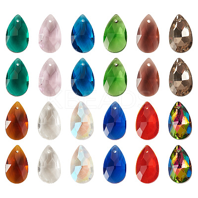 100Pcs Faceted Teardrop Glass Pendants GLAA-KS0001-11-1