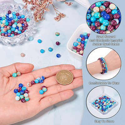180Pcs 6 Styles Dyed Natural & Synthetic Imperial Jasper Beads Strands G-TA0002-41-1