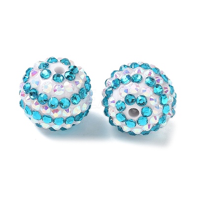 Striped Resin Rhinestone Beads OACR-A037-01D-1