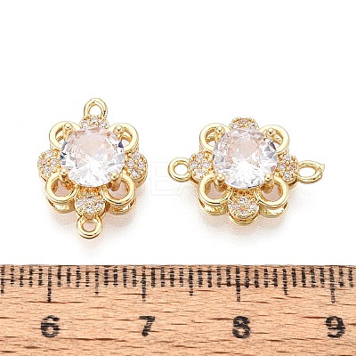 Brass Pave Clear Cubic Zirconia Connector Charms KK-N284-20G-1
