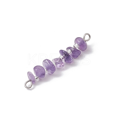 16Pcs 16 Styles Natural Mixed Stone Chip and Glass Seed Beaded Connector Charms PALLOY-JF03328-02-1