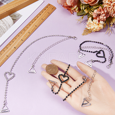 2 Pairs 2 Colors Heart Adjustable Alloy Rhinestone Chain Non-slip Bra Straps DIY-GF0007-75-1