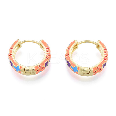 Colorful Enamel Flower Hoop Earrings EJEW-N011-105LG-1