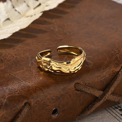 Textured 304 Stainless Steel Open Cuff Rings RJEW-R014-03G-03-1