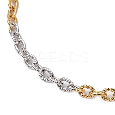 2Pcs 2 Colors Two Tone 304 Stainless Steel Textured Cable Chain Anklets AJEW-AN00681-1