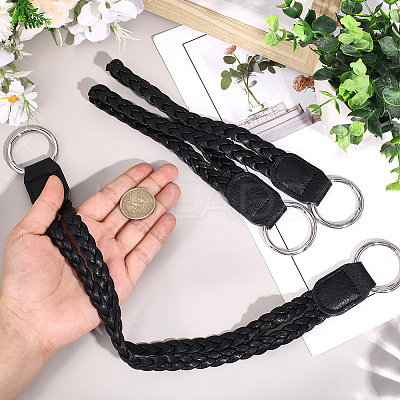 2Pcs Braided PU Leather Handles PURS-CL0001-18C-1