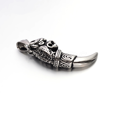 Vintage 304 Stainless Steel Dragon Tusk Big Pendants STAS-F011-36A-1