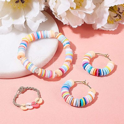 Flat Round Handmade Polymer Clay Bead Spacers X-CLAY-R067-4.0mm-13-1