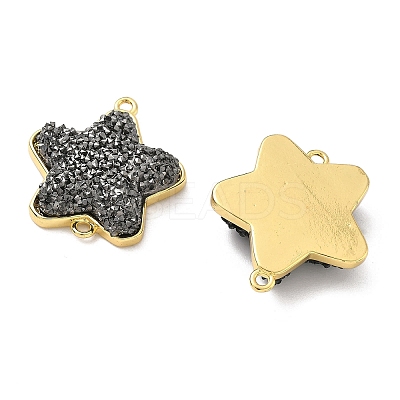 Brass with Druzy Resin Connector Charms KK-C158-05A-G-1