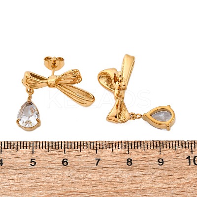 304 Stainless Steel Rhinestone Stud Earrings EJEW-Z098-09G-1