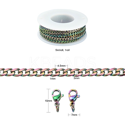 DIY Rainbow Color Chain Necklace Making Kit DIY-YW0005-90-1