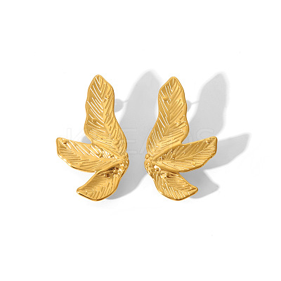 Fashionable 304 Stainless Steel Leaf Stud Earrings for Women SH3836-3-1
