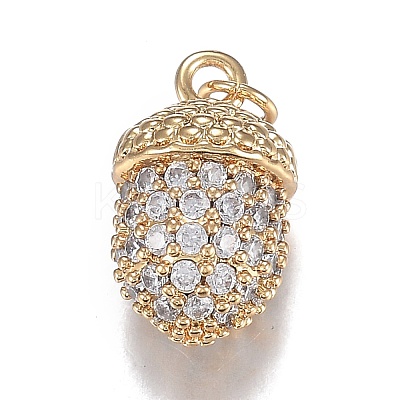 Autumn Theme Brass Micro Clear Cubic Zirconia Pendants ZIRC-F120-081G-1