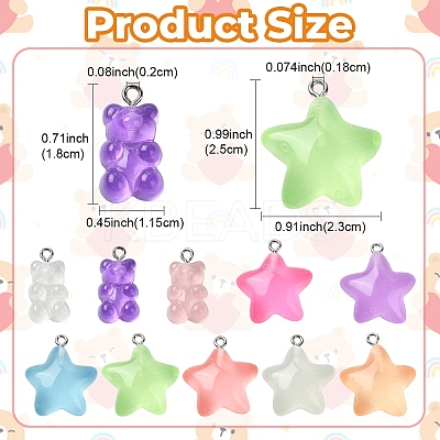 10Pcs 10 Styles Luminous Transparent Resin Pendants RESI-YW0001-80-1