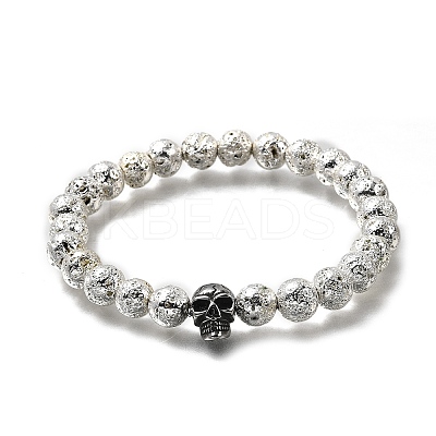 Halloween Electroplate Natural Lava Rock Bracelets BJEW-JB12332-03-1