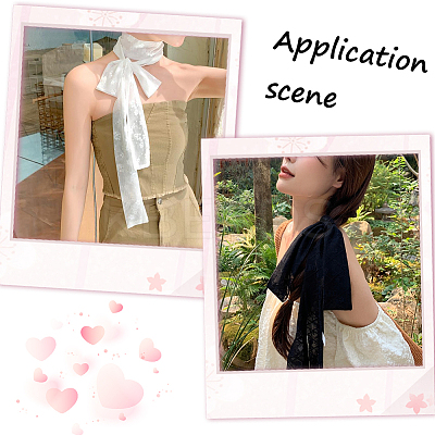 2Pcs 2 Colors Polyester Lace Long Silk Scarf for Women Girls AJEW-GF0011-28E-1