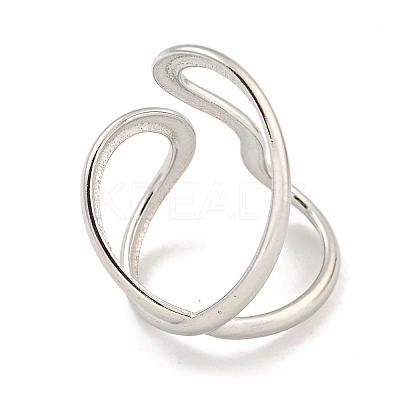 Non-Tarnish 304 Stainless Steel Open Cuff Ring for Women RJEW-A043-24P-1