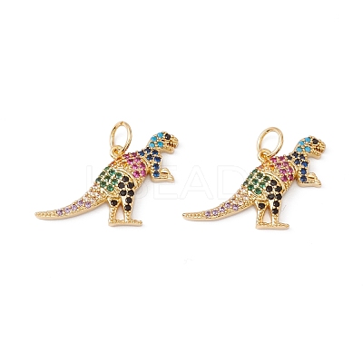 Rack Plating Brass Micro Pave Colorful Cubic Zirconia Pendants ZIRC-C040-48D-G-1