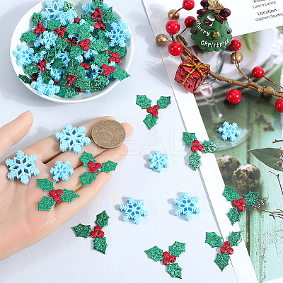 160Pcs 4 Styles Christmas Theme Opaque Resin Cabochons RESI-SC0005-80B-1