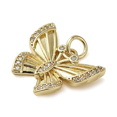 Brass Micro Pave Clear Cubic Zirconia Pendants KK-U005-01N-G-1