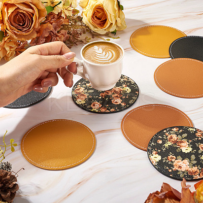 Magibead 8Pcs 4 Styles PU Leather Cup Mats AJEW-MB0001-09A-1