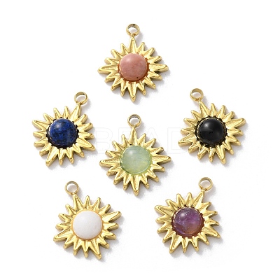 Natural Mixed Stone Charms STAS-Z099-09G-1