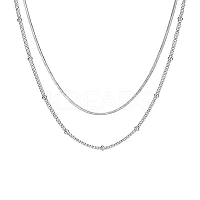 Non-Tarnish 304 Stainless Steel Double-Layer Necklace NJEW-Q321-01P-1