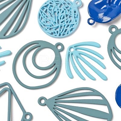 24Pcs 6 Style Blue Series Spray Painted Alloy Pendants FIND-LS0001-62-1