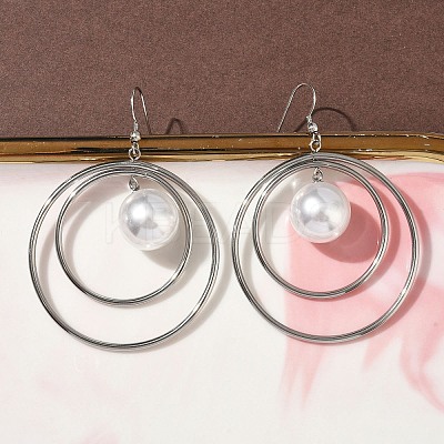 Electroplated 304 Stainless Steel Imitation Pearl Dangle Earrings EJEW-Z129-04P-1