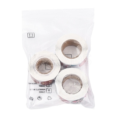 3 Rolls 3 Styles Christmas Round Dot Self Adhesive Paper Stickers Roll DIY-FS0010-32B-1