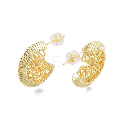Brass Chunky C-shape Stud Earrings EJEW-P205-09G-1