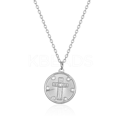 Round Cross Pendant Necklaces GT4344-2-1