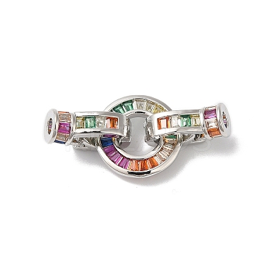 Rack Plating Brass Micro Pave Colorful Cubic Zirconia Fold Over Clasps KK-A222-01B-01P-1