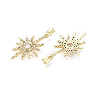 Brass Micro Pave Clear Cubic Zirconia Pendants KK-T075-81G-1
