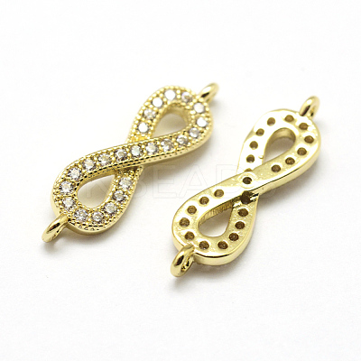 Brass Micro Pave Grade AAA Cubic Zirconia Links ZIRC-P071-09G-NR-1