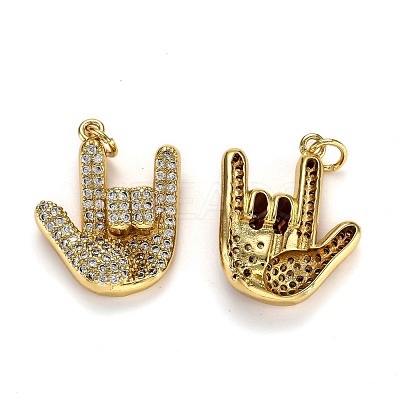 Brass Micro Pave Clear Cubic Zirconia Pendants ZIRC-L100-015G-1