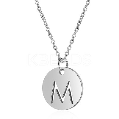 Non-Tarnish 201 Stainless Steel Initial Pendants Necklaces NJEW-S069-TN507-M-1
