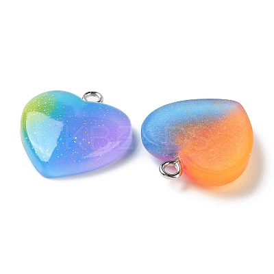 Rainbow Color Opaque Resin Pendants RESI-A025-04-1