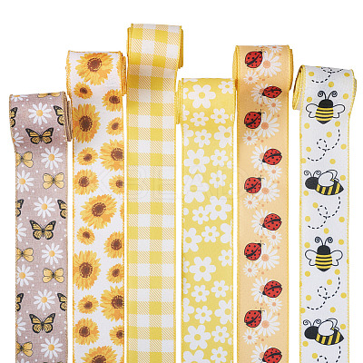 6 Rolls 6 Styles Polyester Ribbon OCOR-KS0001-01-1