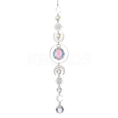 Glass Teardrop Window Hanging Suncatchers HJEW-JM04515-02-1