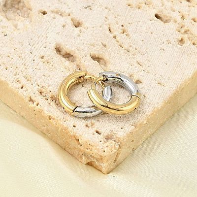 201 Stainless Steel Two Tone Hoop Earrings EJEW-Q002-01G-01-1