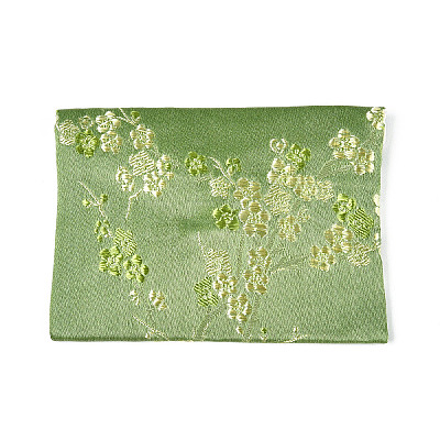Plum Blossom Embroidery Silk Cloth Envelope Jewelry Storage Bags with Snap Button ABAG-N008-8x10-D01-1