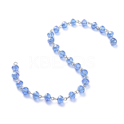 Handmade Electroplate Glass Beaded Chains AJEW-JB00529-10-1