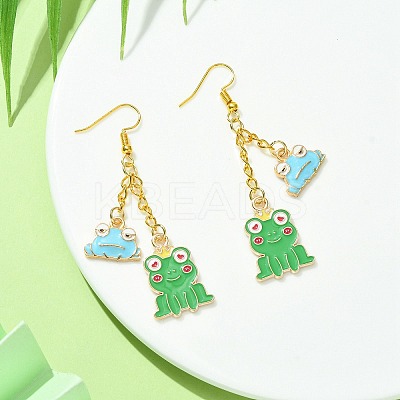 Alloy Enamel Frog Dangle Earrings with Iron Earring Pins for Women EJEW-JE05421-03-1