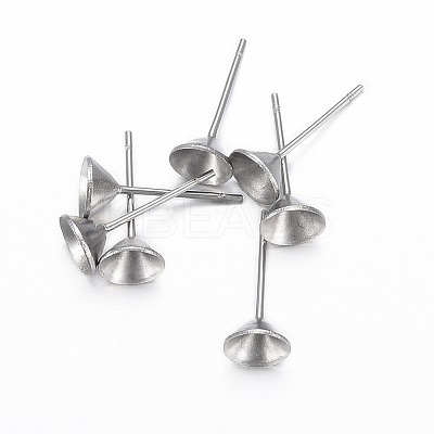 Non-Tarnish 304 Stainless Steel Stud Earring Settings STAS-H403-02P-B-1
