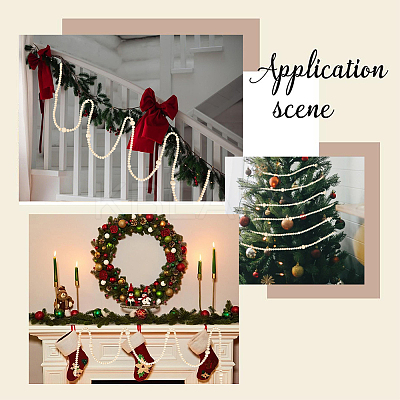 Round Wooden Beaded Garland for Christmas Tree Decoration AJEW-WH20019-62-1