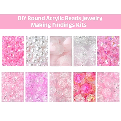 DIY Round Acrylic Beads Jewelry Making Findings Kits DIY-FS0007-05-1