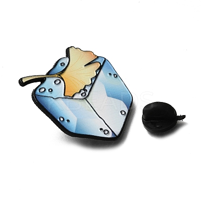 Ice Block & Gingko Enamel Pins JEWB-Z052-01EB-01-1