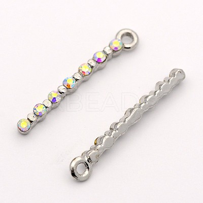 Platinum Plated Stick Alloy Rhinestone Pendants ALRI-E115-01P-1